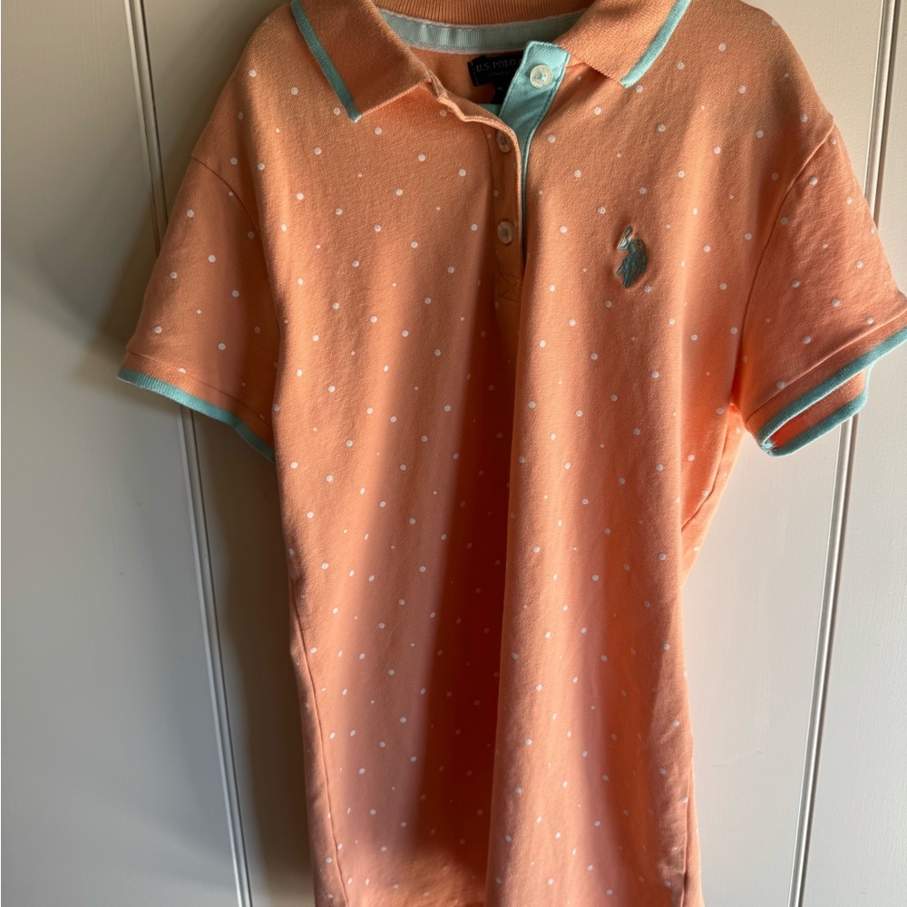 U.S. Polo Assn. Peach Polo Shirt with White Dots